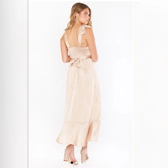 Show Me Your Mumu - Claire Midi Dress, Champagne Luxe Satin - Picture 2 of 3